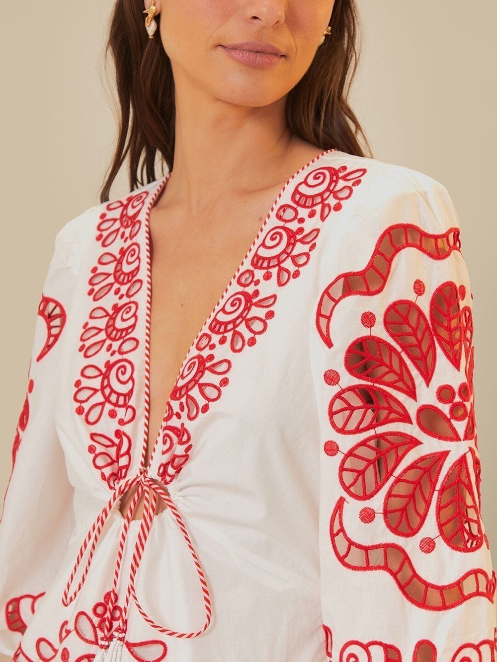 Farm Rio White Richelieu V Neck Maxi Dress - Picture 5 of 11